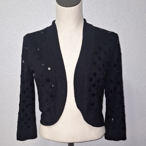 Eliza J Black Sequin Bolero - Picture 1 of 7